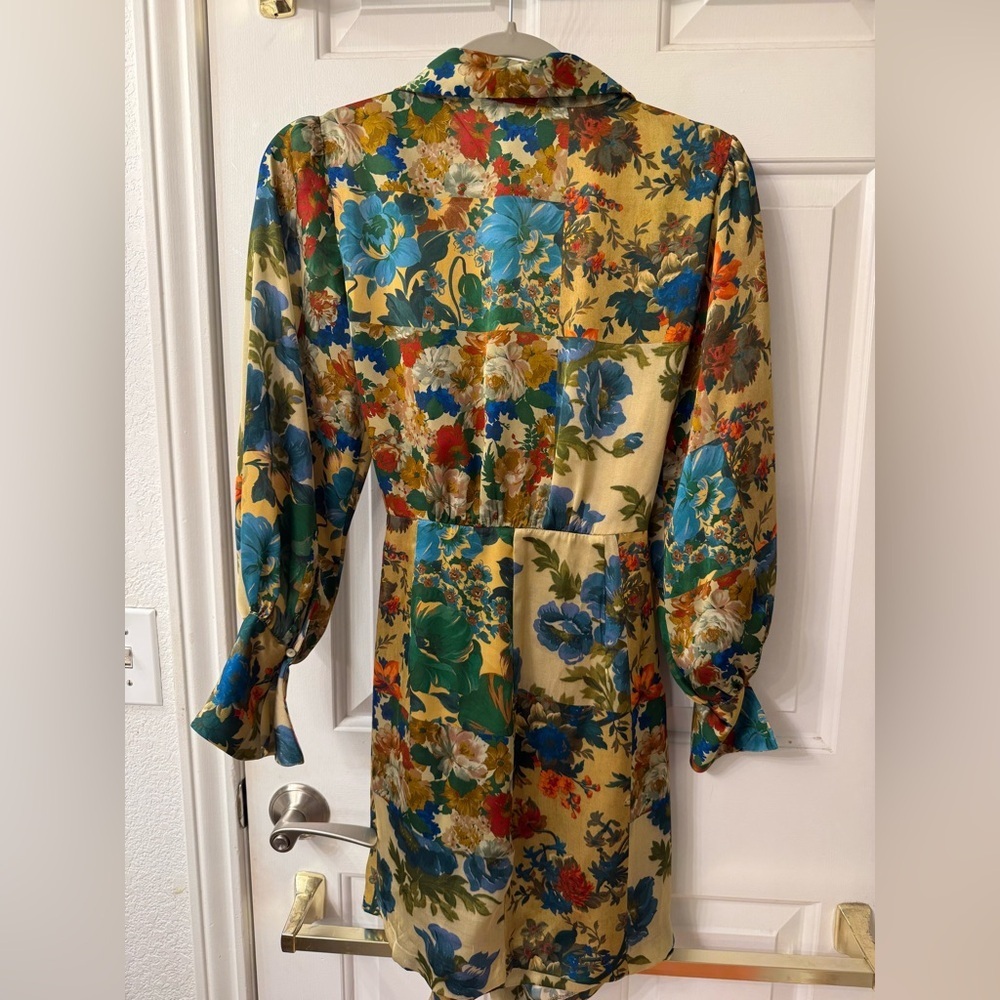 Floral Satin Wrap Dress - Picture 2 of 2